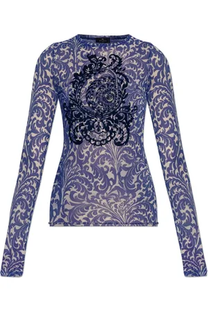 Etro Top, Dame, Blå, S, Denim, Gennemsigtig top