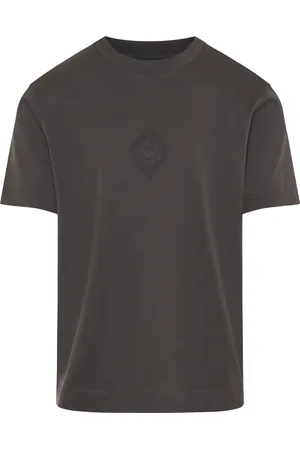 Emporio Armani Top, Herre, Grå, M, Bomuld, Bomuld T-shirt med Unikt Design