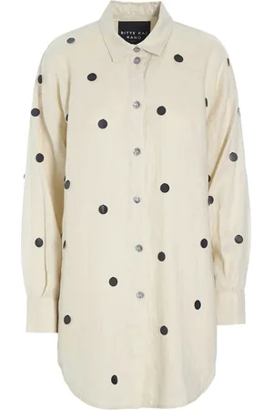 Bitte Kai Rand Bluser & Skjorter, Dame, , 2XL, Luftig Hørskjorte med Palietter Elfenben