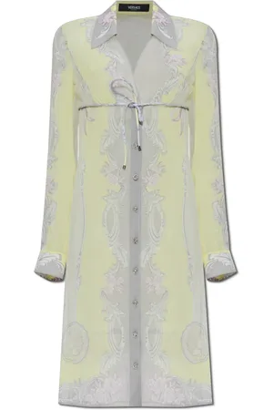 VERSACE Kjole, Dame, Gul, 2XS, Kjole med Medusa Cameo print