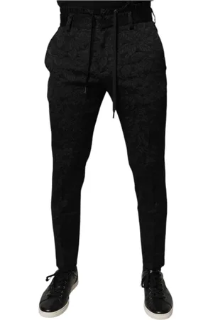 Dolce & Gabbana Bukser, Herre, Sort, S, Uld, Sort Brokade Skinny Kjolebukser