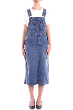 Dickies Kjole, Dame, Blå, S, Uld, Stilfuld knaplukket kjole med lommer