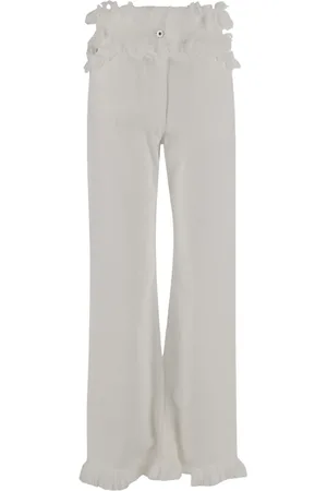 Salvatore Ferragamo Bukser, Dame, Hvid, XS, Bomuld, Hvide Nittede Bomuldsbukser