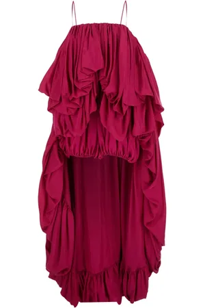 Chloé Kjole, Dame, Rød, S, Rød Silke Ærmeløs Jumpsuit med Asymmetrisk Design