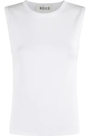 Rohe Top, Dame, Hvid, M, Bomuld, Ribbet Tank Top Hvid Stretch