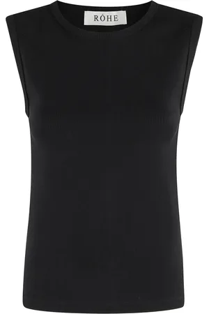 Rohe Top, Dame, Sort, S, Bomuld, Ribbet Tank Top Sort Stræk