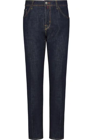 Jacob Cohen Jeans, Herre, Blå, W31, Bomuld, Blå Cropped Carrot Slim Fit Jeans