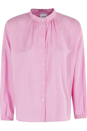 Aspesi Bluser & Skjorter, Dame, Lyserød, XS, Bomuld, Rosa Bomuldsskjorte med Mandarin Krave