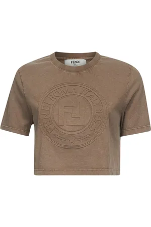Fendi Top, Dame, , XS, Bomuld, Præget T-shirt med Stempel 1925