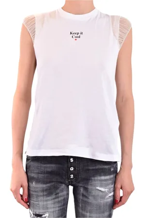 Dsquared2 Top, Dame, Hvid, XS, Uld, Stilfulde T-shirts til Mænd og Kvinder