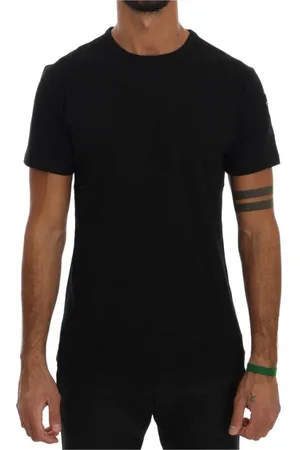 D.A. Daniele Alessandrini Top, Herre, Sort, S, Bomuld, Sort Bomuld Crewneck T-Shirt