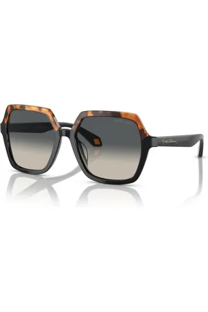 Giorgio Armani Tilbehør, Dame, Flerfarvet, 55 MM, Grå Gul Havana Solbriller AR 8193U