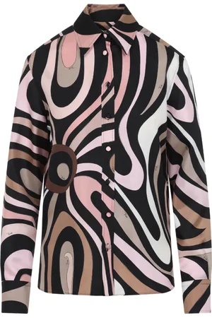 Emilio Pucci Bluser & Skjorter, Dame, Flerfarvet, M, Sort Silkeskjorte Elegant Stil