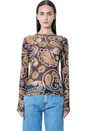 J.W.Anderson Top, Dame, Brun, L, Bomuld, Trykt Mesh Crewneck Top