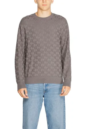 Armani Exchange Top, Herre, Grå, S, Grå Viskose Strik T-Shirt