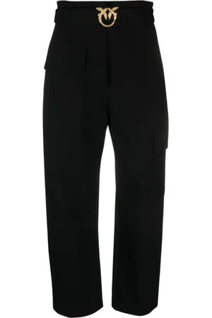 Pinko Bukser, Dame, Sort, 2XS, Love Birds-Buckle Cargo Bukser