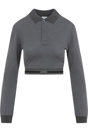 Loewe Top, Dame, Grå, M, Bomuld, Kulgrå Melange Cropped Polo