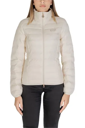 EA7 Jakke, Dame, Hvid, XS, Uld, Hvid Polstret Lynlås Jakke