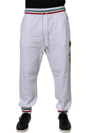 Dolce & Gabbana Bukser, Herre, Hvid, 2XL, Bomuld, Hvid Bomuld Jogger Sweatpants