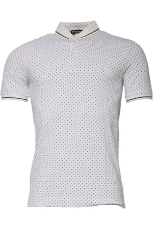 Dolce & Gabbana Top, Herre, Hvid, M, Bomuld, Hvid Polkaprikket Krave Polo T-shirt