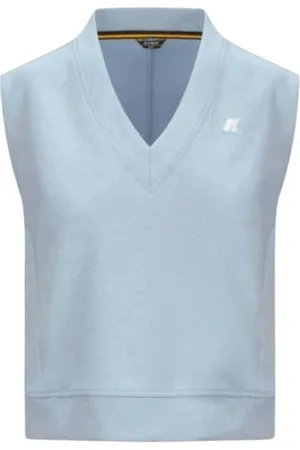 K-Way Strik, Dame, Blå, M, Bomuld, Athleisure V-hals T-shirt