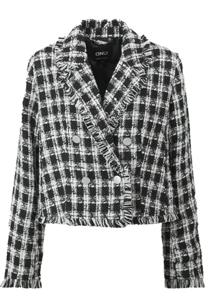 ONLY Jakke, Dame, Sort, M, Polyester, Boucle jakke i CC-stil