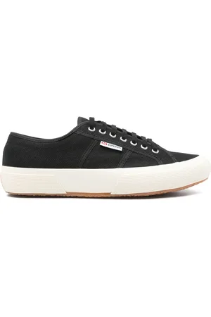 Superga Sko, Herre, Sort, 41 EU, Sort Snøresneaker med Rund Tå