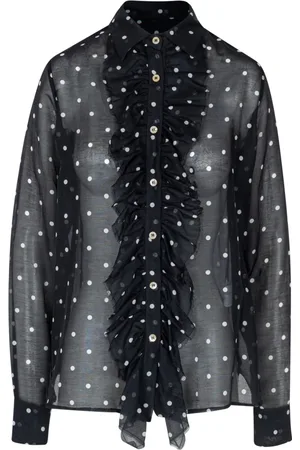 Jucca Bluser & Skjorter, Dame, Sort, S, Bomuld, Silke & Bomuld Skjorte med Ruffles