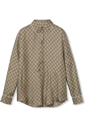 Gucci Bluser & Skjorter, Dame, Brun, XL, Uld, Brun Stilfuld Skjorte til Kvinder