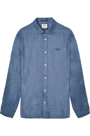 Aeronautica Militare Skjorte, Herre, Blå, 4XL, Bomuld, Blå Militærstil Skjorte