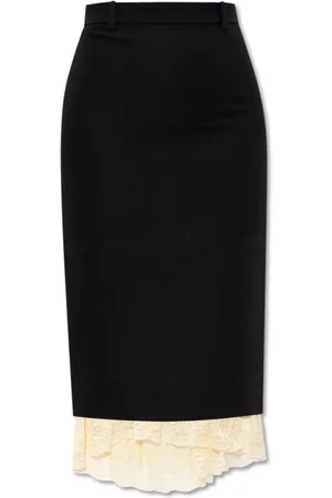 Balenciaga Nederdel, Dame, Sort, 2XS, Uld, Nederdel med blonderkant