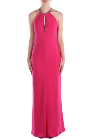 Max Mara Kjole, Dame, Lyserød, S, Polyester, Fuchsia Kjole med Rhinestone Detaljer
