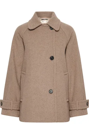 INWEAR Frakke, Dame, , 3XL, Uld, Klassisk Gråmeleret Frakke