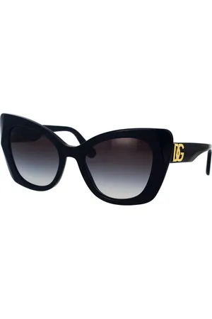 Dolce & Gabbana Tilbehør, Dame, Sort, 53 MM, Uld, Elegante Oversized Solbriller med UV-beskyttelse