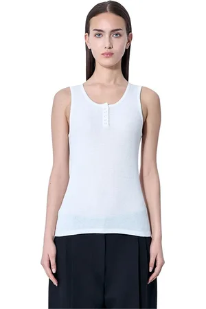 The Row Top, Dame, Hvid, L, Bomuld, Ribbet Bomuld Tank Top Italien
