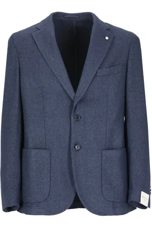 Lubiam Jakke, Herre, Blå, 2XL, Uld, Blå uldjakke med peak revers