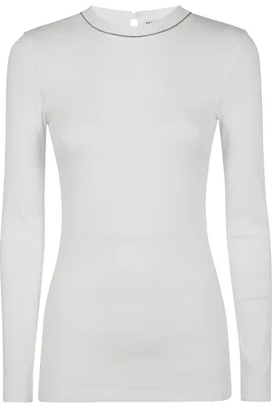 Brunello Cucinelli Top, Dame, Hvid, XS, Afslappet Rund Hals T-Shirt