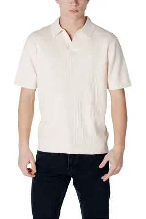 Calvin Klein Top, Herre, Hvid, 2XL, Bomuld, Linear SS Polo Shirt