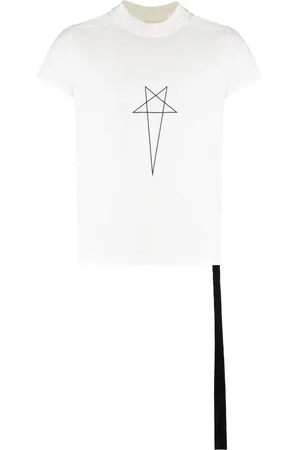 Rick Owens Top, Herre, Hvid, XL, Bomuld, Ribbet Bomuld Crew-Neck T-Shirt