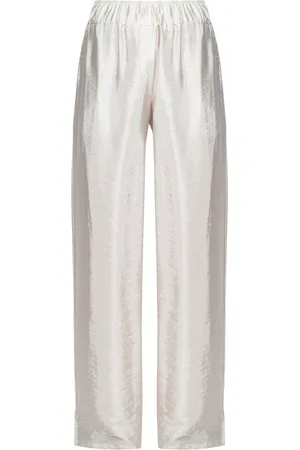 Mauro Grifoni Bukser, Dame, Hvid, S, Polyester, Brede Shantung Bukser med Elastisk Talje