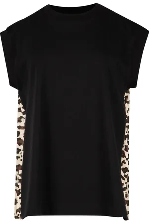 SACAI Top, Dame, Sort, L, Bomuld, Leopard Print T-shirt til kvinder