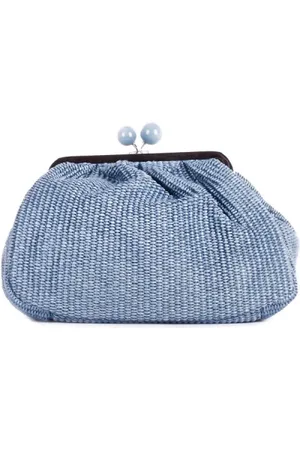 Max Mara Taske, Dame, Blå, ONE SIZE, Uld, Klar Blå Skuldertaske med Klemme
