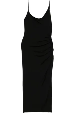 MUGLER Kjole, Dame, Sort, M, Sort Jersey Kjole med Skinnende Finish