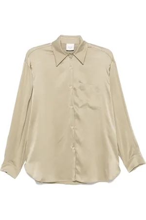 ALYSI Bluser & Skjorter, Dame, Grøn, S, Satin, Satin Stone Dame Skjorte