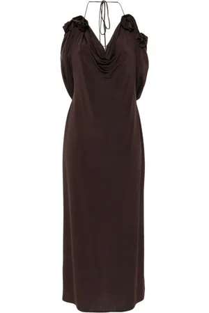 MAGDA BUTRYM Kjole, Dame, Brun, M, Brun Blomstret Midi Kjole Aw24