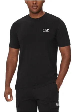 Emporio Armani Top, Herre, Sort, L, Bomuld, Minimalist Sort T-shirt med Fleksibilitet