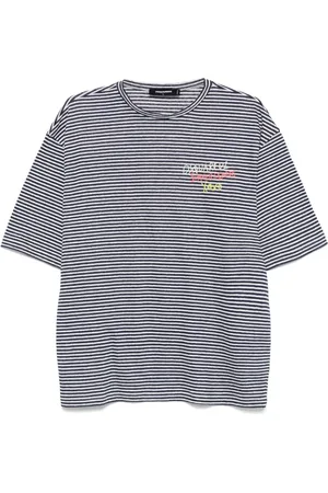 Dsquared2 Top, Herre, Blå, M, Blå Stribet Crew Neck T-shirt