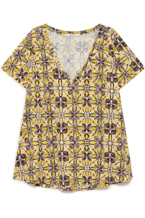 Maliparmi Top, Dame, Flerfarvet, XL, Uld, Caleido Blomst T-Shirt