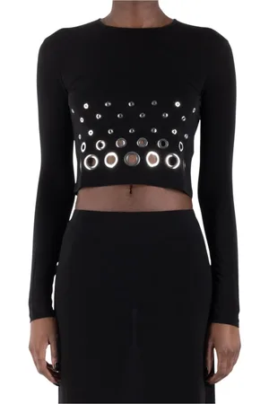 Paco rabanne Top, Dame, Sort, S, Uld, Sort Cupro Elastan Top