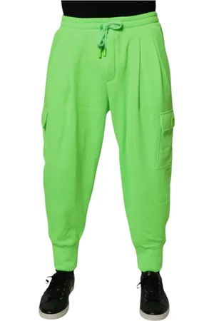 Dolce & Gabbana Bukser, Herre, Grøn, XS, Polyester, Neon Cargo Jogger Sweatpants